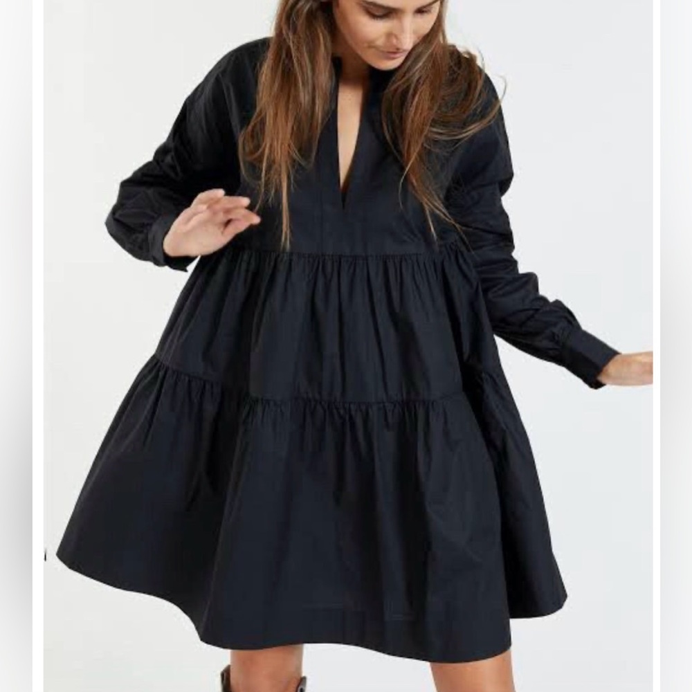 Anine Bing Addison Cotton Tiered Mini Dress